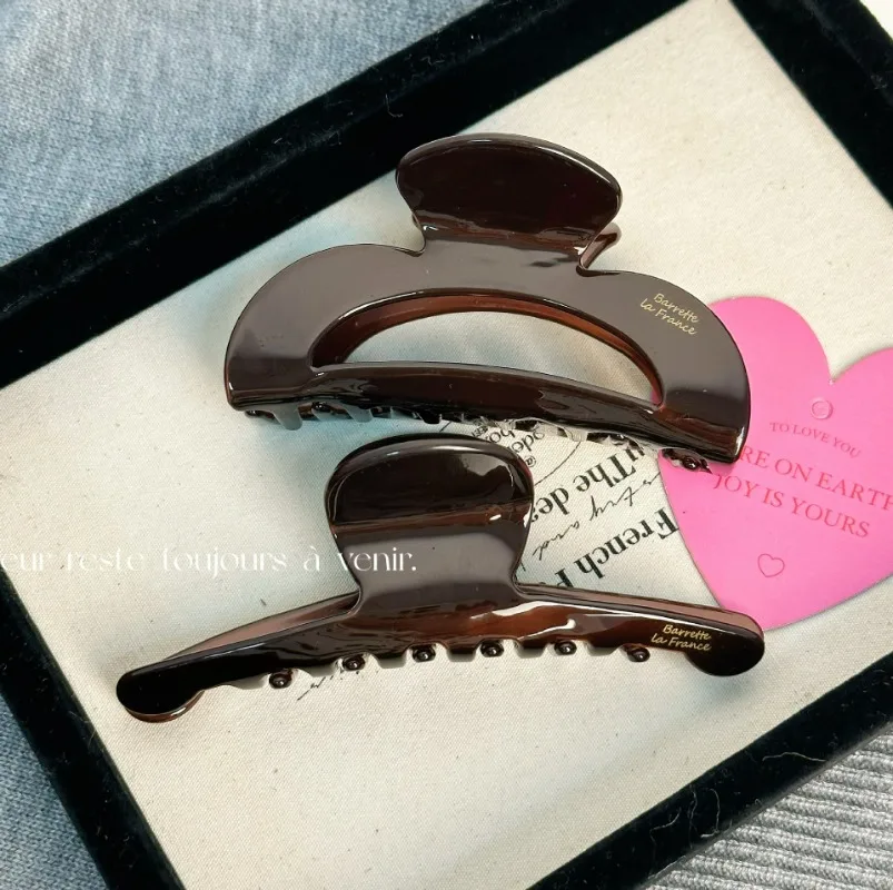 Retro Chocolate Acetate Grab clip Women's High-Grade Elegant Hair Clip Back Head Updo Shark Clip Hair Accessories