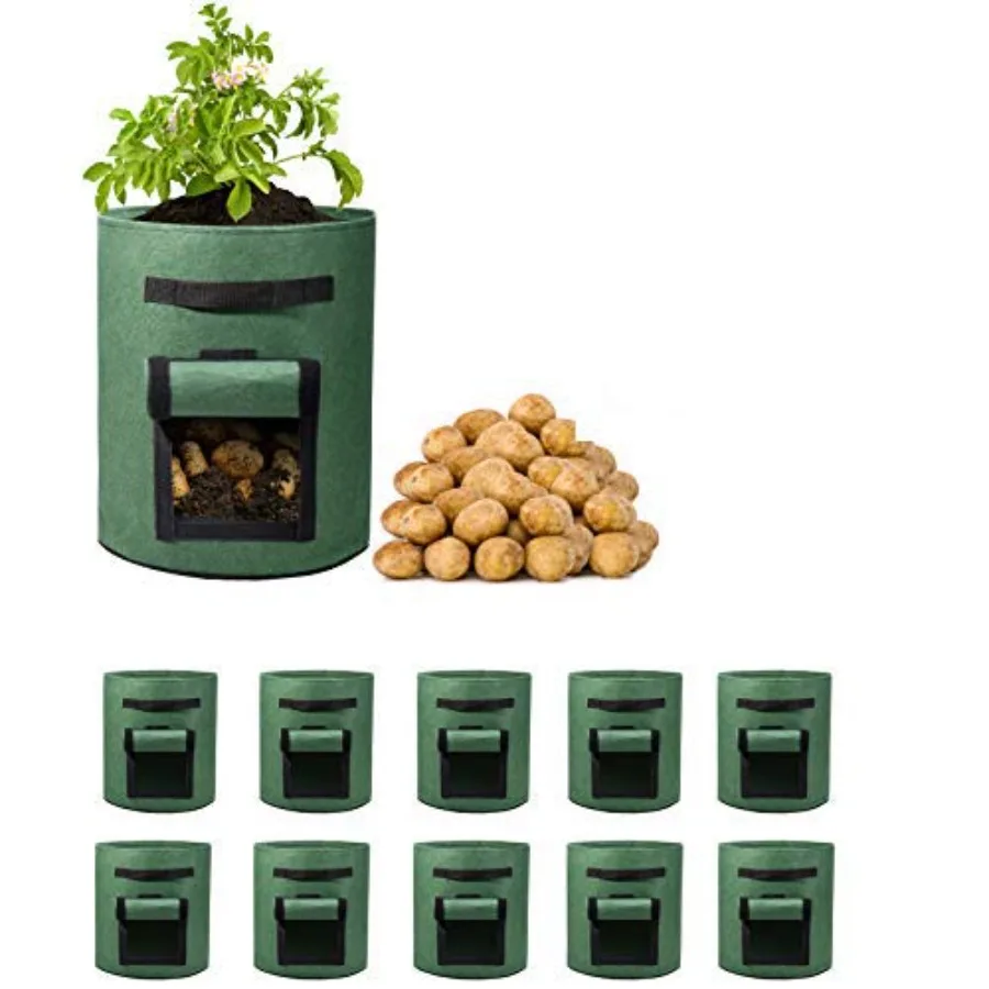 

Pack Potato Grow Bags, Grow Bags for Vegetable with Window, Double Layer Premium Breathable Nonwoven Cloth for Potato/Plant Con