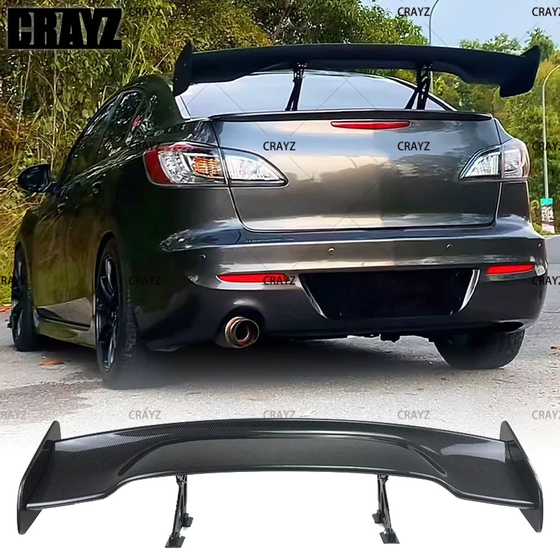 For Mazda M6 M3 Spoiler 2003 - 2015 Year Glossy Black Carbon Fiber Look Rear Wing GT Style Spoiler Accessories