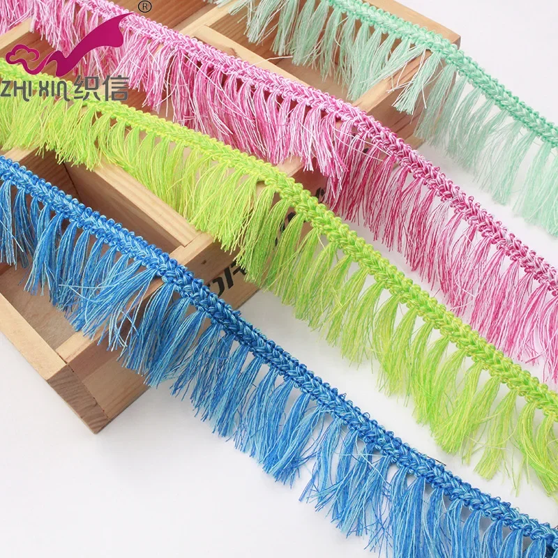 

15meters Blue White Black Lace Trim Sewing Ribbon Tassel Fringe Ethnic Latin Dress Stage Garment Curtain Decorative Diy 40mm