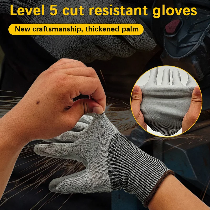 Cut Resistant Gloves Level 5 Cut Resistant Slip Resistant Abrasion Resistant Labor Kitchen Workshop Workplace Glass Lifting
