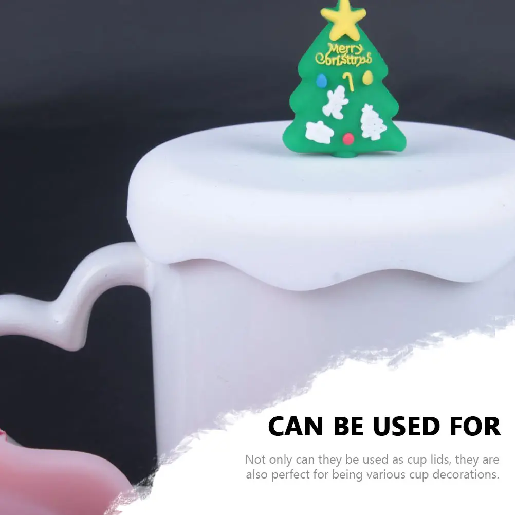 

2Pcs Glass Cup Lids Christmas Silicone Cover Leak Proof Heat Proof Silicone Mug Lids Adorable Cup Protector Christmas Supplies