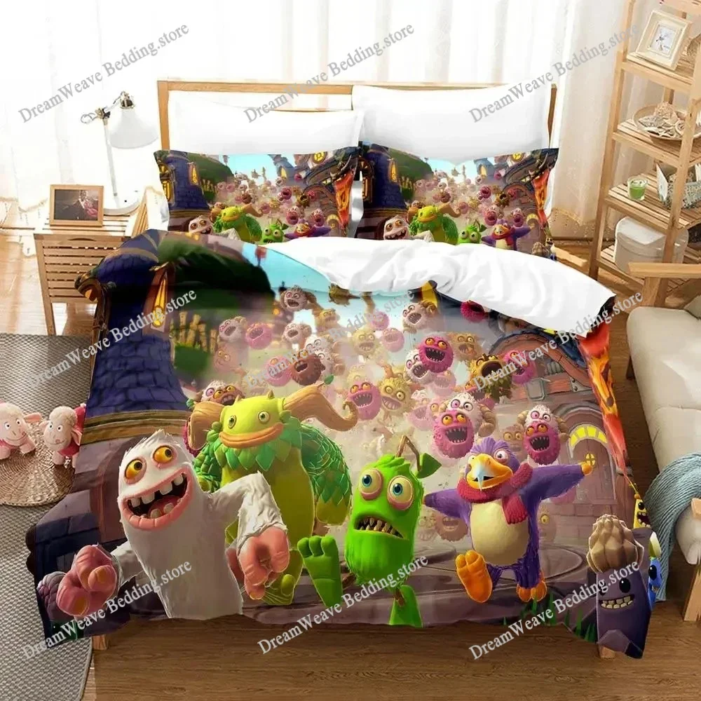 My Singing Monsters Cartoon Game Pillowcase Bedding Set Boys Girl Bedroom Decoration Children Gift Single Double Large Size96396