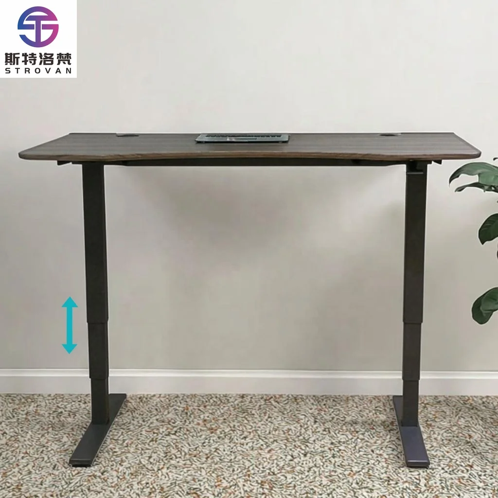 Modern Home Office Study Counter Dual Leg 3 Stage Folding Pneumatic Adjustable Height Movable Iron Sit Standing Desk