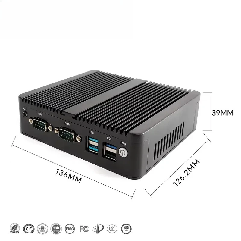 N150 CPU Nuc Fanless Industrial Mini PC DDR4 Dual LAN Dual COM 6USB HD DP Computer Mini Pcs Supports D-IN R-ail