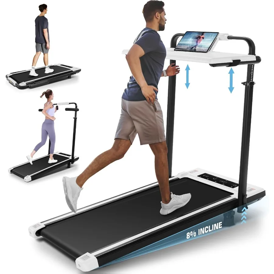 

Adjustable Height UnderDesk Treadmill with Handlebar and Incline for Home Office Use 300lbs Weight Capacity Foldable Walking Pa