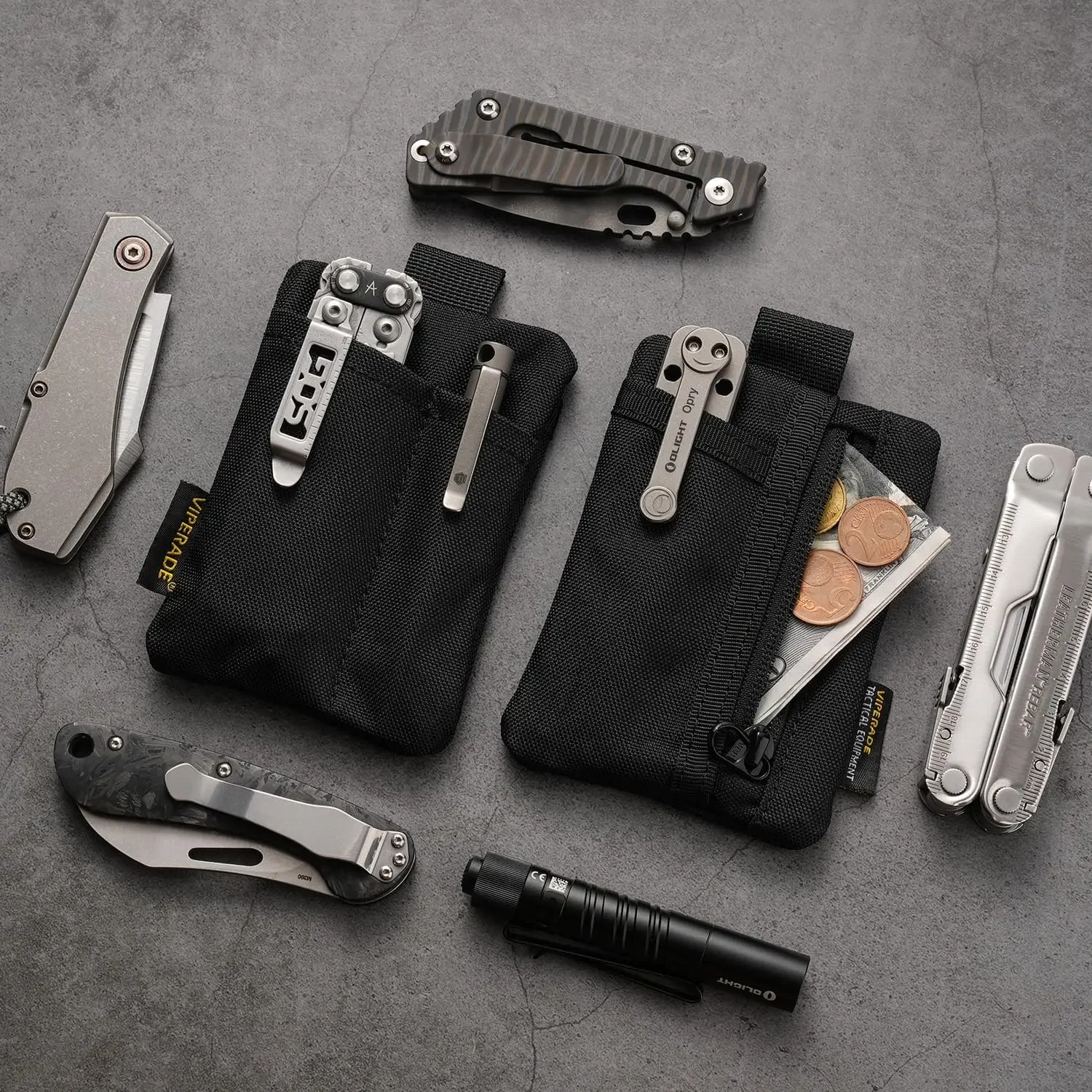 VIPERADE VE29 EDC Pouch, Pocket Organizer with 3 EDC Pocket Slots, EDC Pouch with Zipper