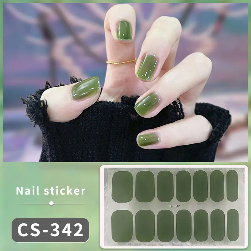 Solid Color Nail Sticker Full Cover Nail Decals Press On Marble Gradient Glitter Strip Wraps Self Adhesive Nail Art Decorations