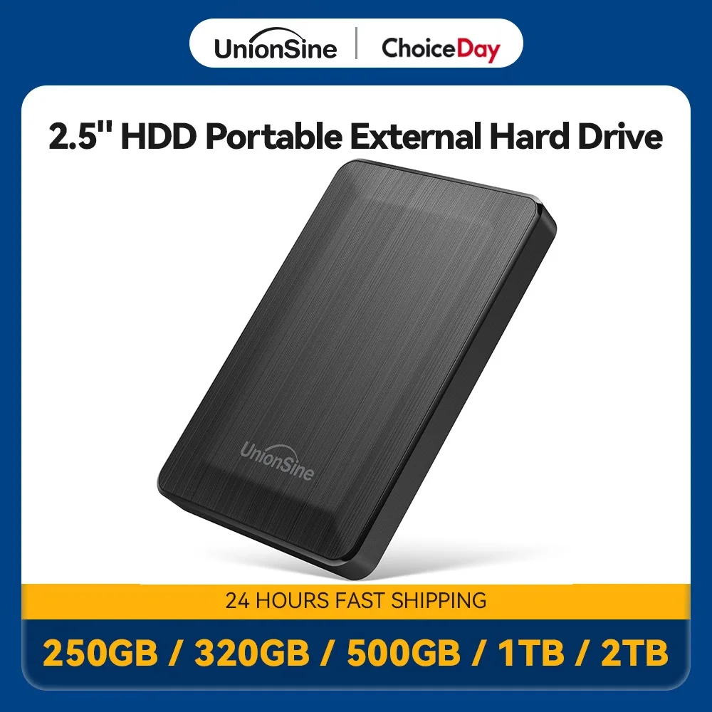 UnionSine 2.5' Portable External Hard Drive USB3.0 Storage 250GB/320GB/500GB/1TB/2TB Compatible with PC Mac Desktop MacBook PS5