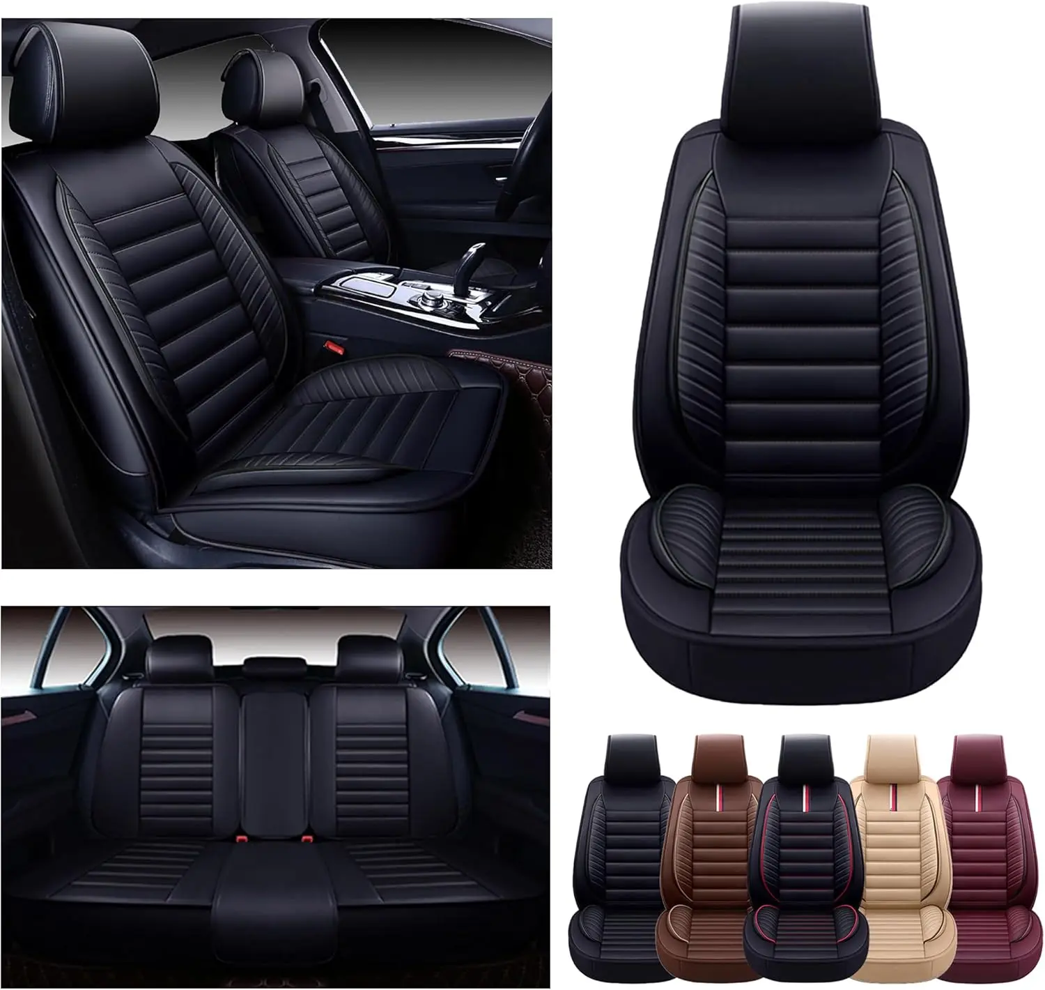 

Car Seat Covers Premium Waterproof Faux Leather Cushion Universal Accessories Fit SUV Truck Sedan Automotive Vehicle Auto Interi