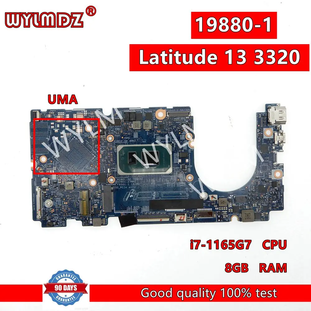 

19880-1 With i7-1165G7CPU 8GB RAM Mainboard For Dell Latitude 13 3320 Laptop Motherboard CN 0JDFCT 100% Tested