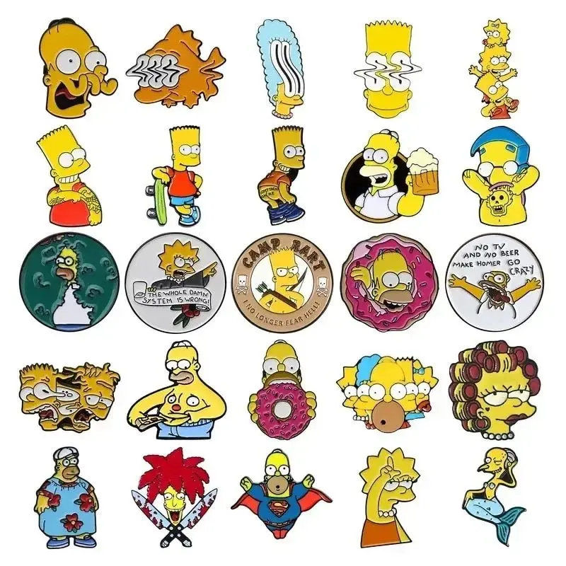 Classic TV The Simpsons Enamel Pins Brooches Women Men Lapel Badges Cute Backpack Collar Fashion Jewelry Gifts for Kids Friends