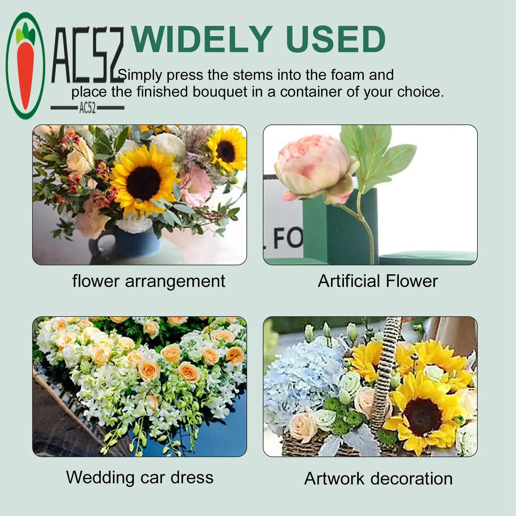 AC52-6PCS الطوب رغوة الأزهار زهرة التعبئة ترتيب الزهور بائع الزهور لوازم للديكور النباتات الزهور الاصطناعية