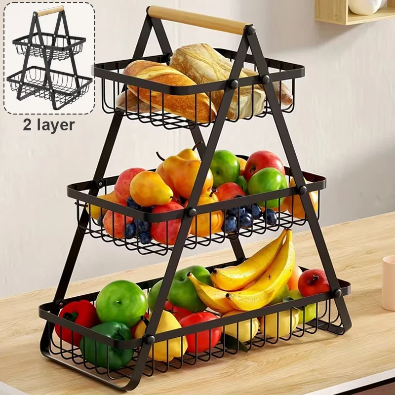 

Многоярусная металлическая корзина-органайзер с полыми секциями, съемная настольная полка для кухонной столешницы, для фруктов, закусок, приправ (1 шт.)