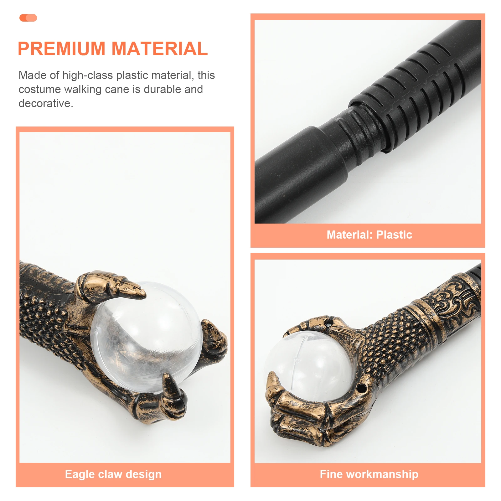 Durable Plastic Shooting Stick Walking Stick Halloween Cosplay Stage Props Photography Scepter Toy Cane