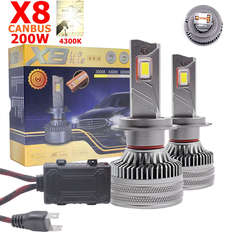 X8 4300K Canbus H7 H11 H1 Hb3 9005 Led Headlight Bulbs LED H1 H7 H11 4300K Car Led Headlight H11 Fog Light