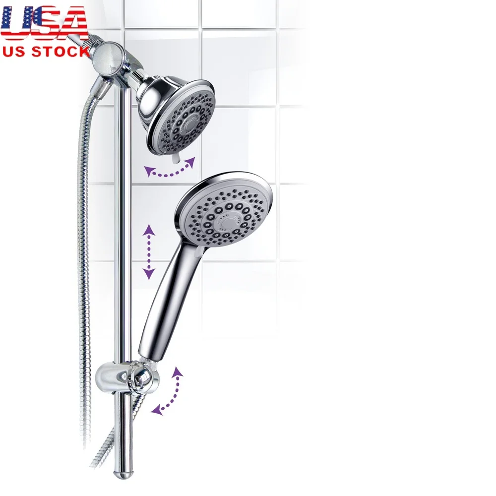 

Комбинированная насадка для душа с 30 наборами, трехсторонняя, с ручным регулируемым шлангом, хромированная отделка, 4-дюймовая лицевая гибкая установка с несколькими потоками