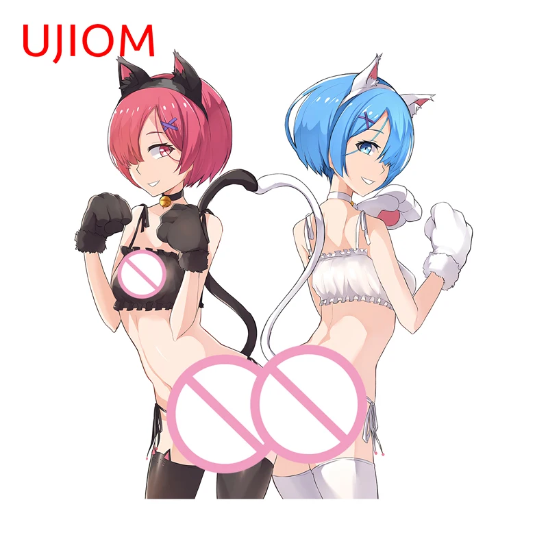 UJIOM Rem Ram Cat Ears Girl Bikini Wall Sticker Premium Creative Design Scratch Proof Decal Suitable For Decoration Chambre