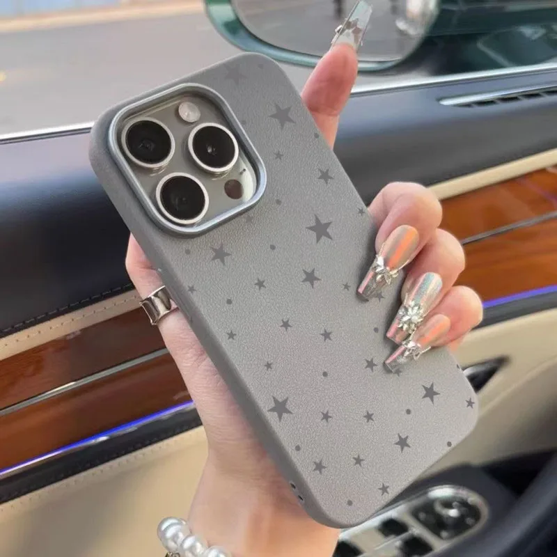 Ins coreano tela cheia cinza estrelas caso para samsung s25 ultra s24 s23 s22 s21 fe plus a56 5g a36 a26 a16 a55 a54 a53 capa macia