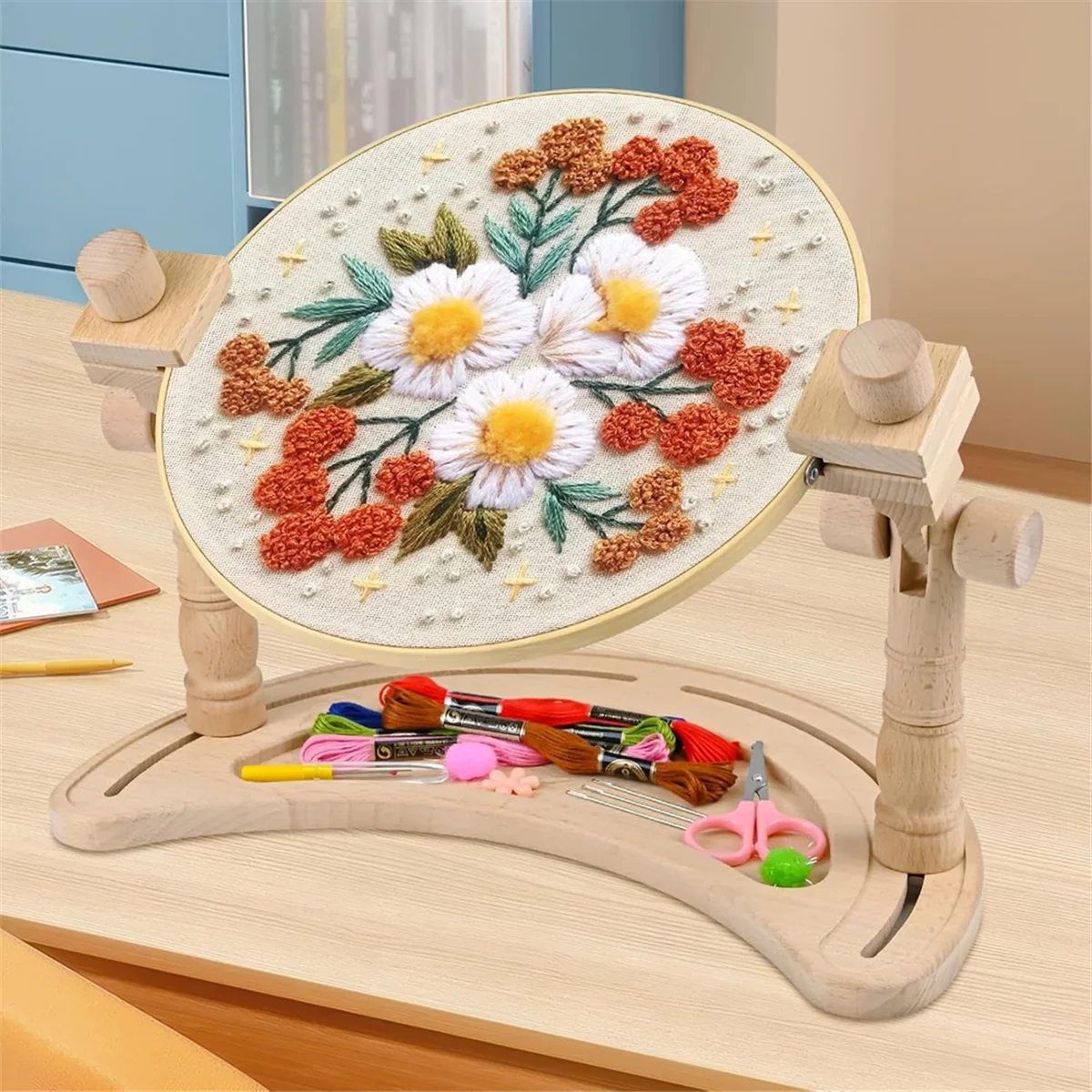 BOFOF Embroidery Hoop Stand Adjustable - 360°Rotated Embroidery Frame Stand, Embroidery Stands for Hand Work Art Craft