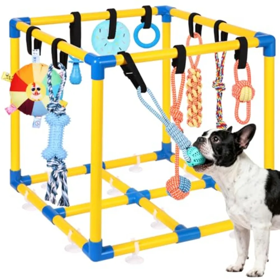 

Игровой комплекс для щенков и маленьких собак с 10 подвесными игрушками, съемный, для использования в помещении, каркас из ПВХ, с регулируемыми эластичными ремнями, для интерактивных игр
