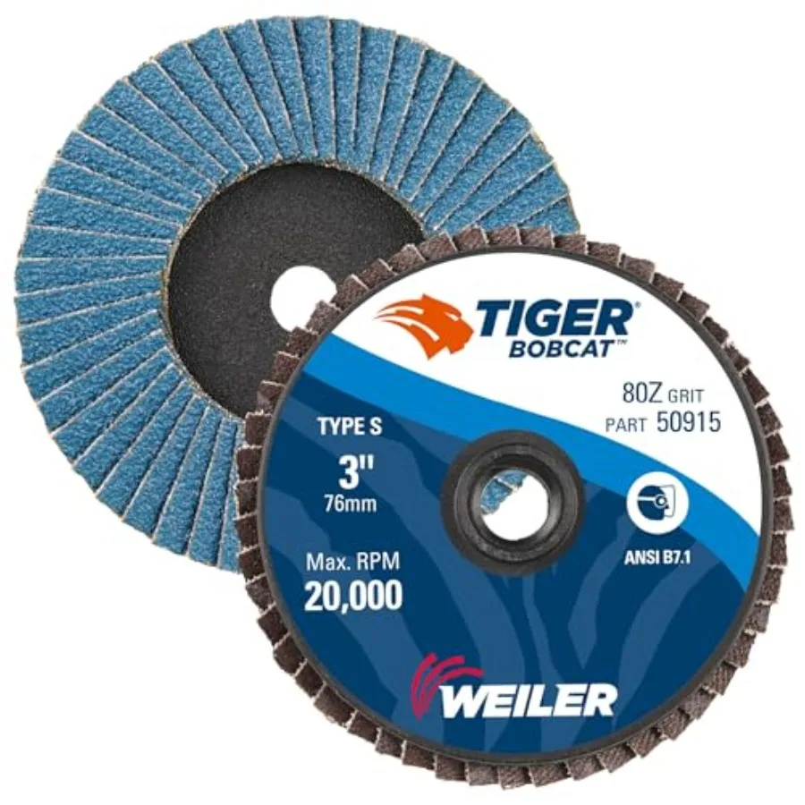 

50915 Bobcat 3" Diameter 80 Grit Zirconium Plastic Backing Type 27 Specialty Abrasive Flap Mini Disc Pack of 10