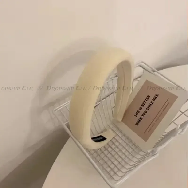 SolidเบาะHeadbandsผู้หญิงกว้างBezel Hairbandsหนากํามะหยี่ผมHoopสาวฟองน้ําลื่นHairbandแฟชั่นอุปกรณ์เสริมผม