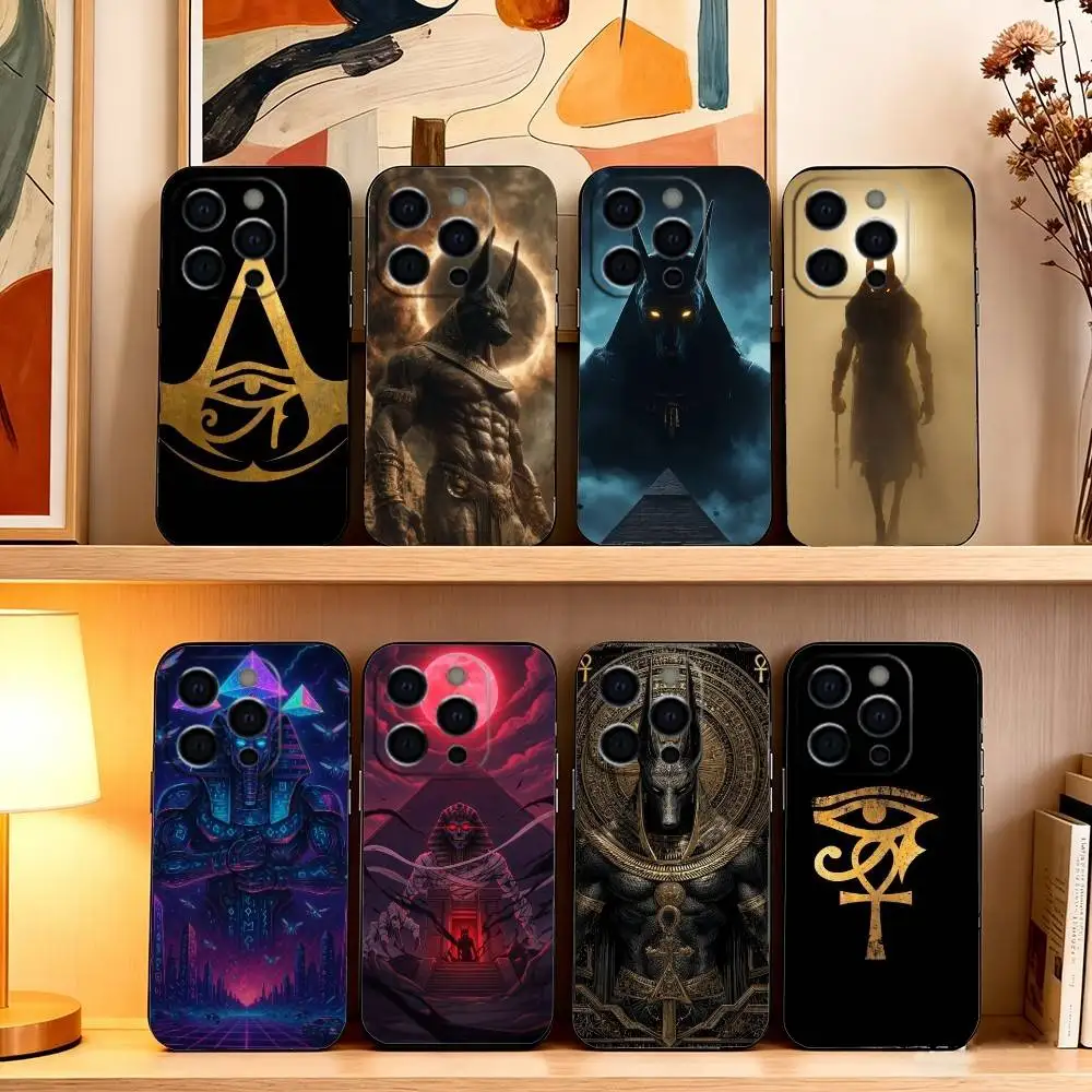 

Egyptian Pharaoh's Mummy Phone Case For iPhone 17, 16,15,14,13,12,11 Plus,Pro Max, Others Soft Black Cover