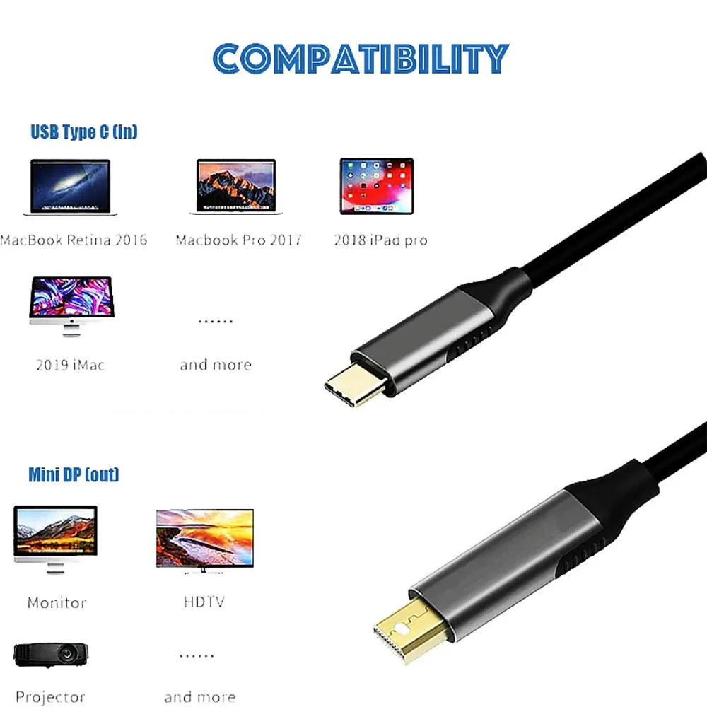 Adapter kabla 8K USB C do Mini Displayport do MacBooka Air Pro typu C do portu wyświetlacza Mini DP Thunderbolt Video — zdjęcie produktu 6