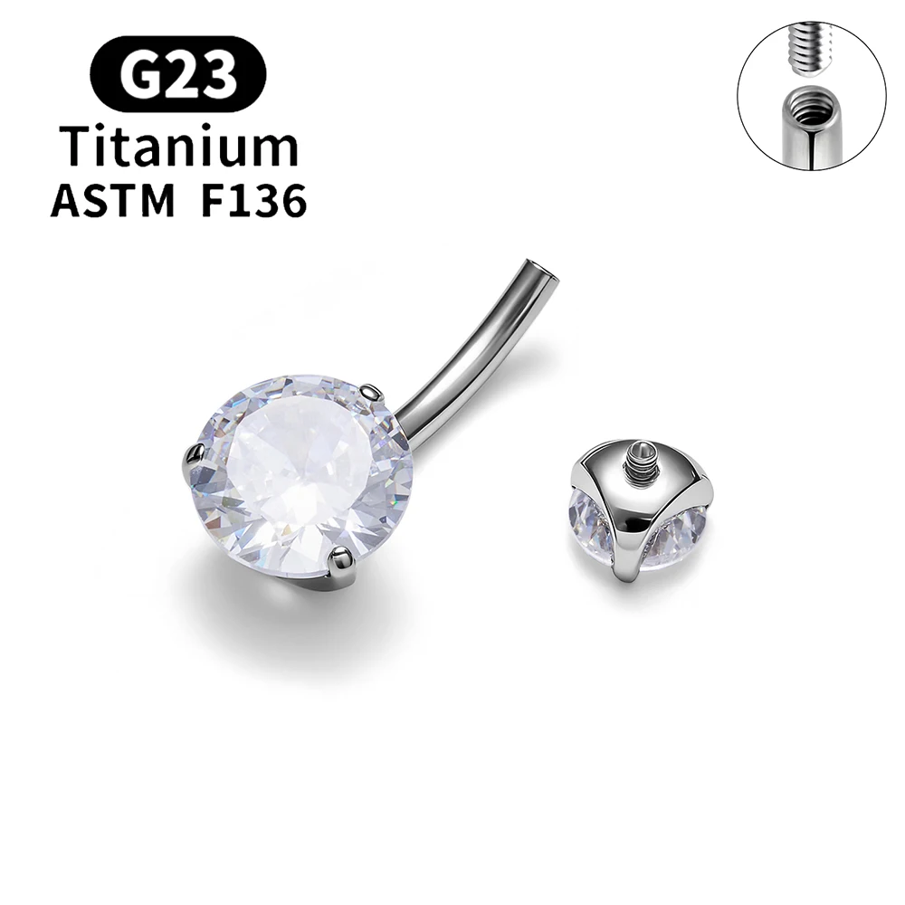 ASTM F136 Titan Bauchnabelpiercing mit Bananendesign, 14G, runder Zirkon, 8/10/12mm, sexy Bauchnabelring, Körperschmuck – Detail 9