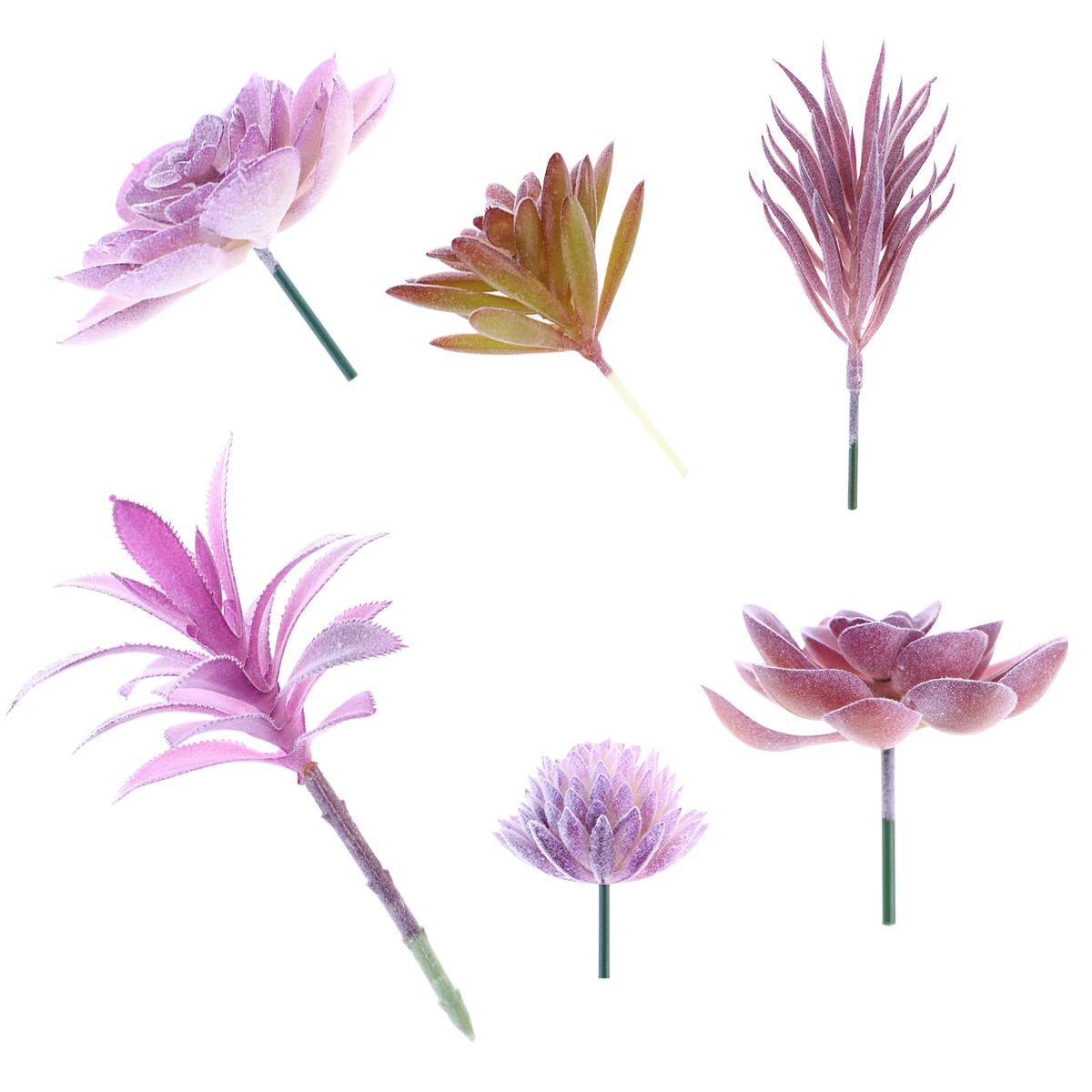

6pcs Succulent Plants Realistic Faux Small Purple Fake Succulent Plants Decorative IndoorFlower Head Home Wedding
