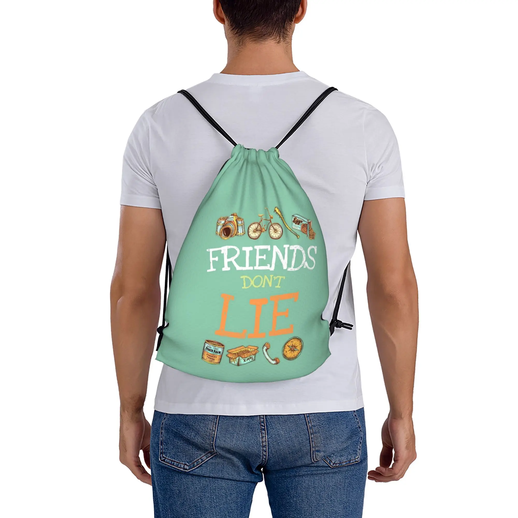 Friends don't lie 6 ST Drawstring Bags Travel Unisex Storage Organize Bundle Pocket Rope Bag
