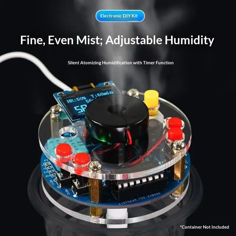USB Humidifier Mist Electronic Diy Kit Oled Display Temperature And Humidity Spray Circuit Board Manufacturing Welding Practice