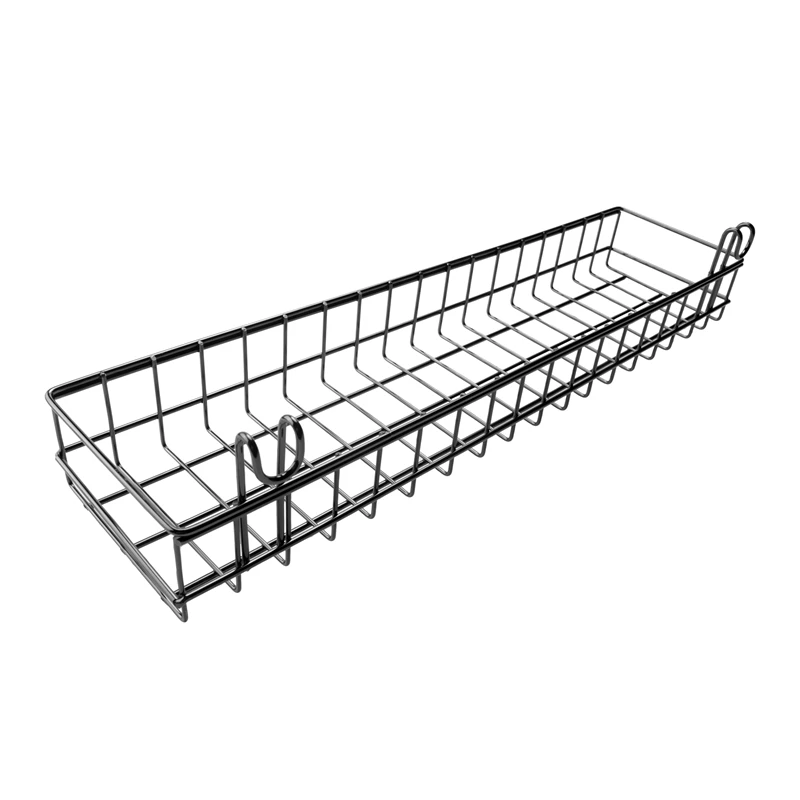 Hanging Basket For Wire Wall Grid Panel, Multi-Function Wall Storage And Display Basket, 40X10X5CM, Black Painted