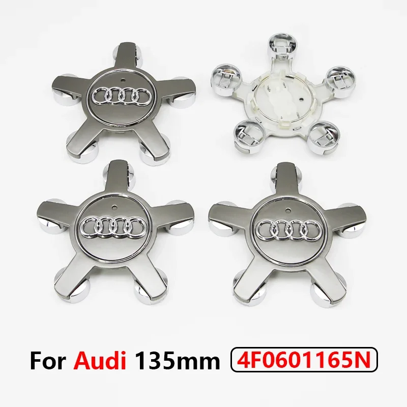 4pcs 135MM Car Hub Caps 8R0601165 4F0601165 For Audi A4 A5 A6 A7 Q3 Q5 A3 S5 Accessories Auto Wheel Center Cap Hubcap Rim Covers