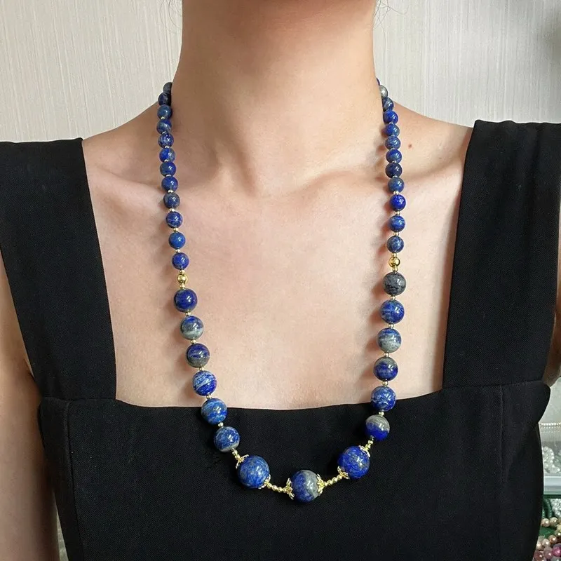 Lapis Lazuli Round Chocker Necklace Sweater Chain Shell Pearl Spinel Nature Beads FPPJ