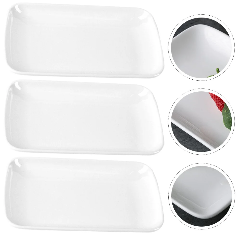 

3pcs Rectangular Plate Set Premium Melamine Food Plates Break-Resistant Lightweight Breakfast Serving Dish For Home Restaurant