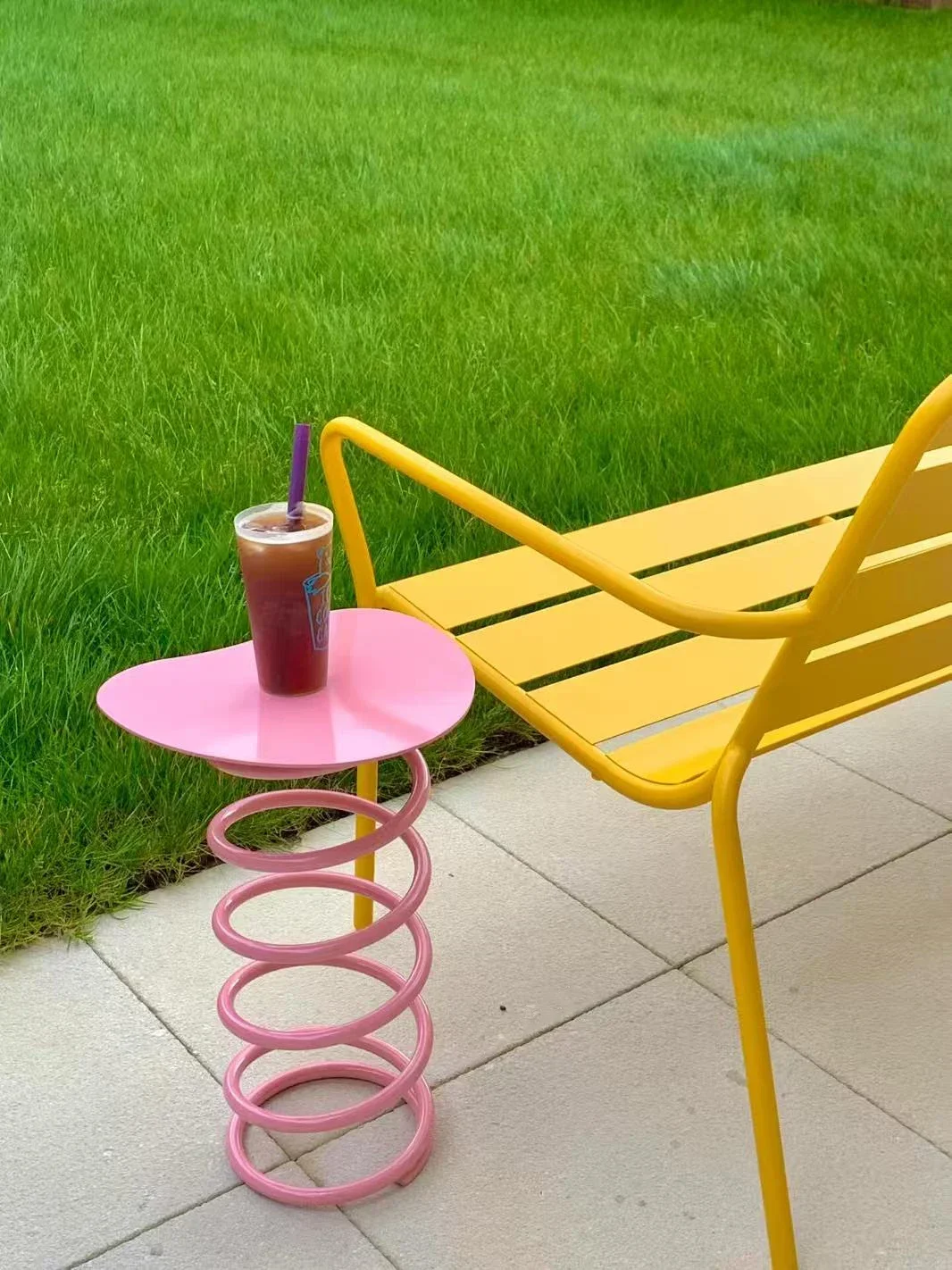 #Creative Iron Colorful Spring Shape Side Table Home Living Room Coffee Tables Bedroom Bedside Beautiful Multifunctional Tables