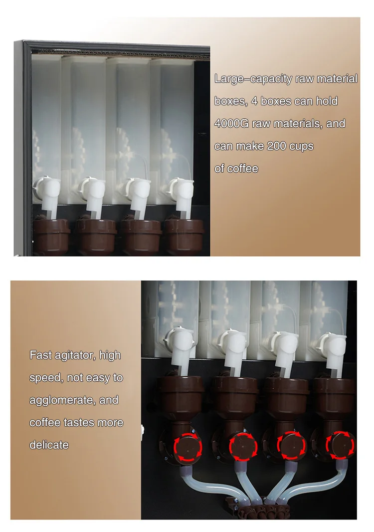 

Commercial Automatic Coffee Machine Instant Coffee Vending Machine Coins/ Electronic Payment Self Service Hot and Cold Drinks