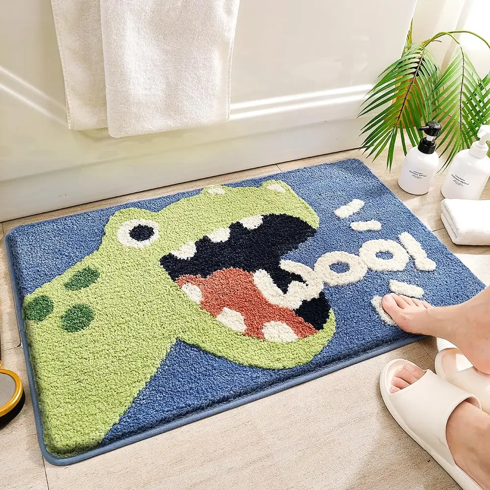 VIKAMA 2025 Popular Cartoon Cute Faux Cashmere Carpet Non Slip Absorbent Soft For Bathroom Entrance Foyer Home Decor
