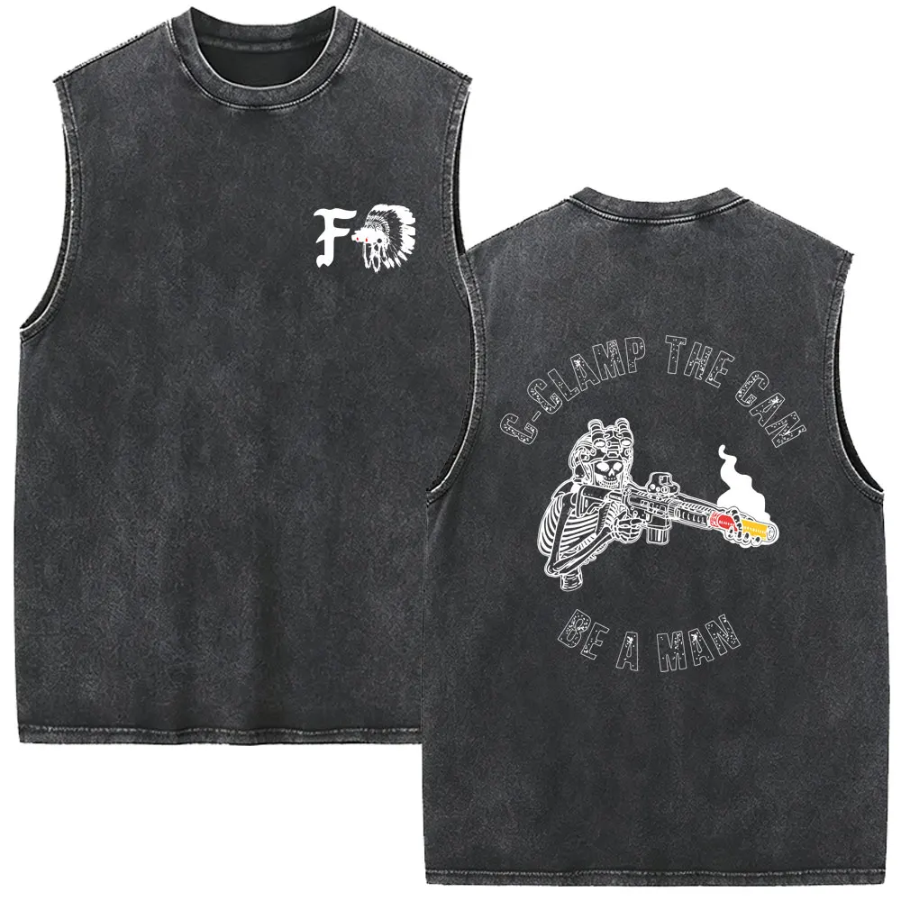 Hot Sale Fog Forward Observations Group Skeleton Vintage Washed Vest T Shirts Men Women Casual Gothic Rock Sleeveless Tank Tops