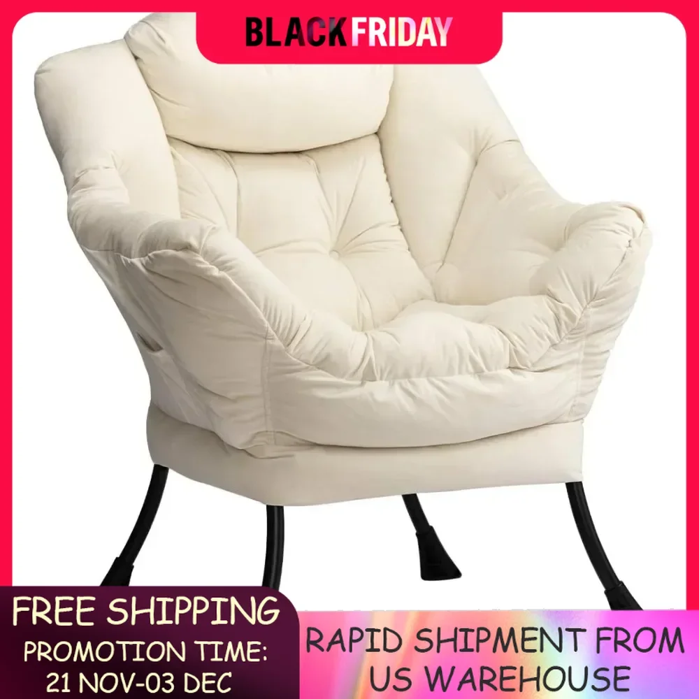 

Modern Fabric Large Lazy Chair, Accent Oversized Comfy Reading Chair,Thick Padded Cozy Lounge Chair with Armrest,for Living Room