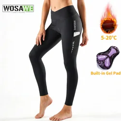 WOSAWE Women Cycling Pants Windproof Padded Long Pants Winter MTB Biking Tights Training Pants Bike Leggings Sports Trousers