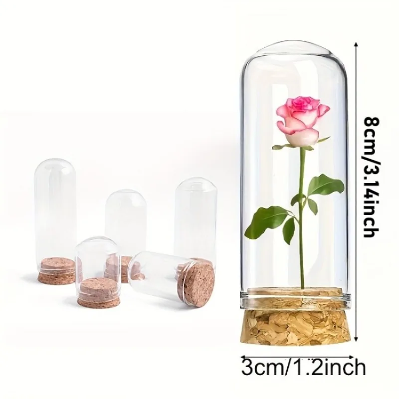 40pcs Glass Cloche Bell Jars with Cork Lids 3x8cm Dome Display Containers Elegant Decorative Message Bottles Home Wedding Decor