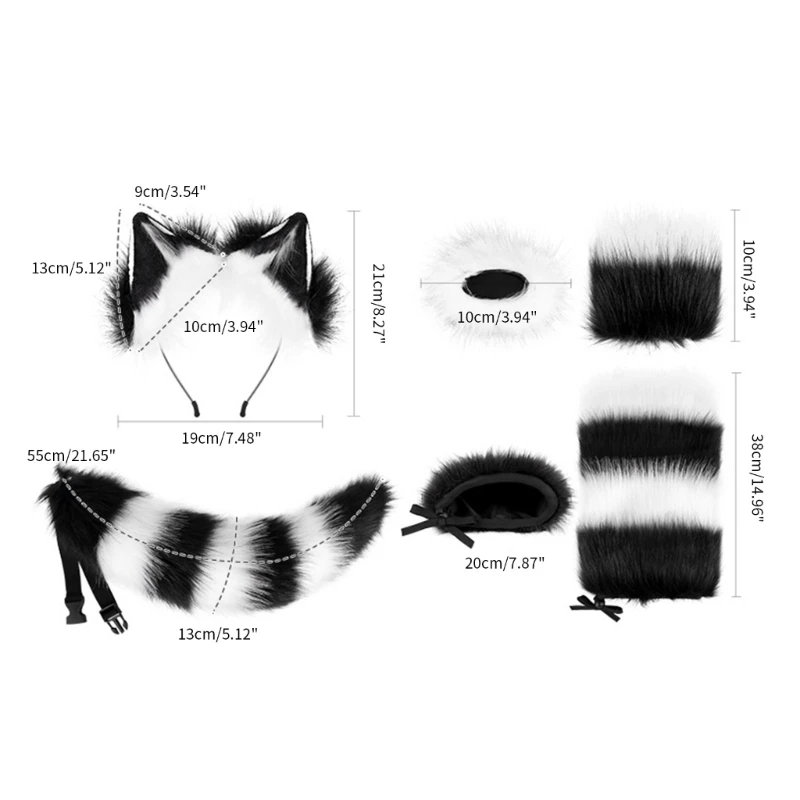 Wolf Tail Plush Ear Halloween Costume Accessories for Women Girl Kid Halloween DXAA