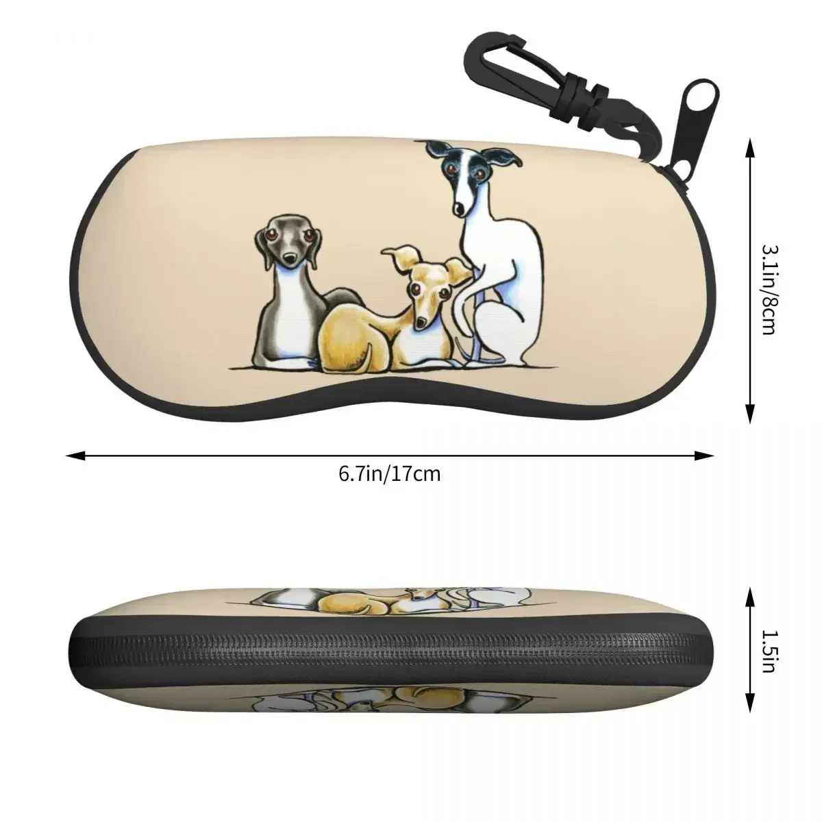 Italian Greyhound Trio Sunglasses Case Neoprene Zipper Whippet Sighthound Dog Shell Eyeglass Case Protective Box For Glasses