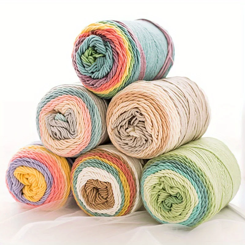 3-Pack 300g/10.58oz Soft & Durable Multicolor Dyed Gradient Cotton Acrylic Blend Yarn for Knitting, Crocheting Sweaters, Scarfs