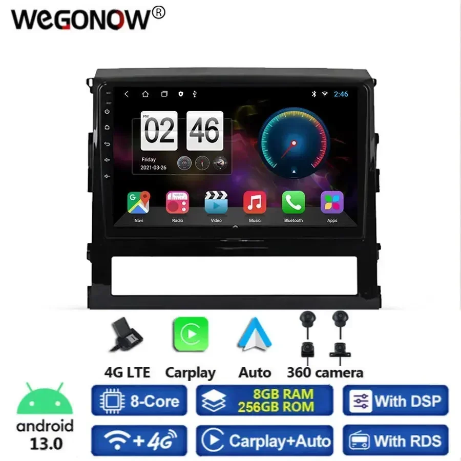 

Панорамная камера 360, 8G + 256G, Android 13.0, автомобильный DVD-плеер, GPS, WIFI, Bluetooth 5,0, RDS-радио для Toyota Land Cruiser 200 2015-2018