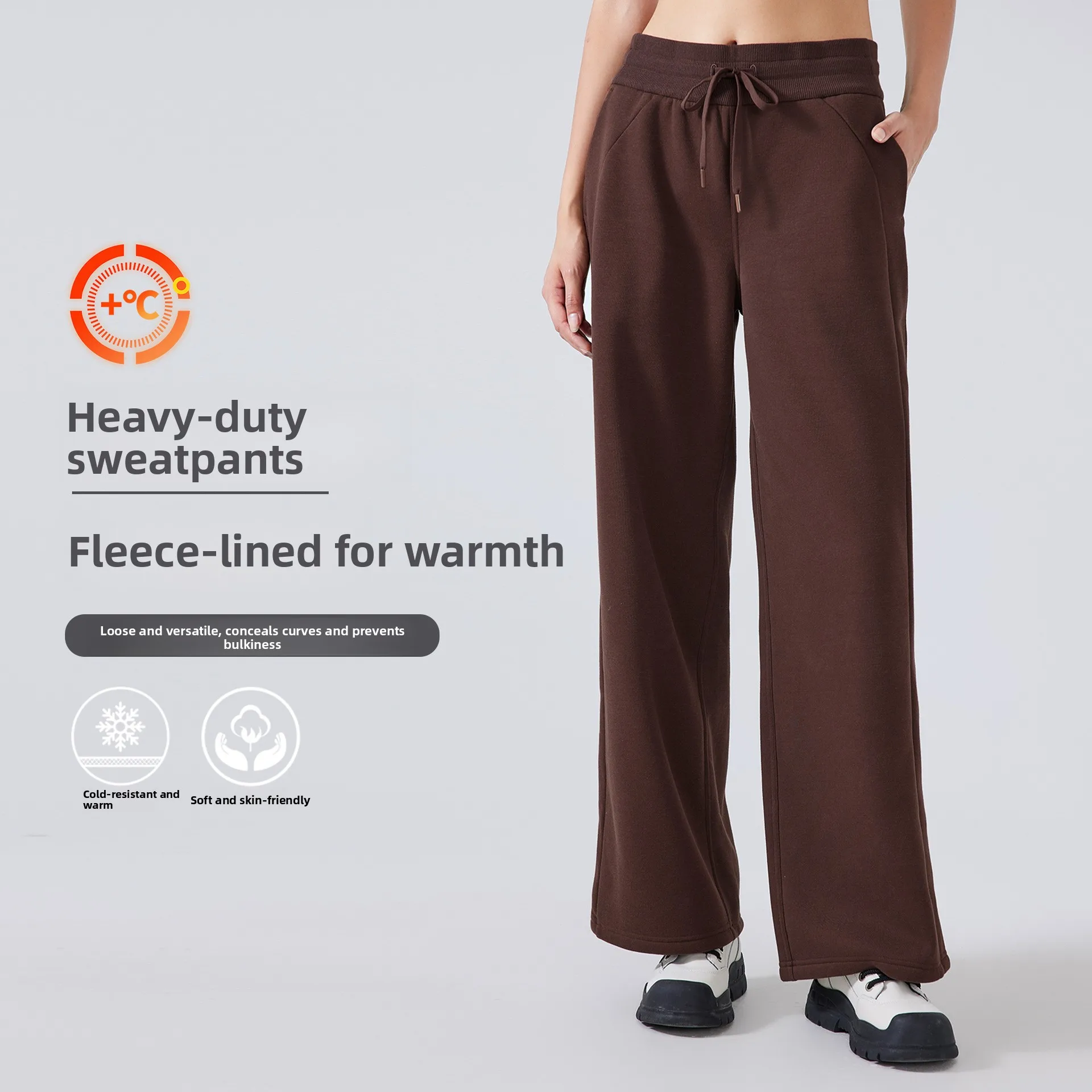 

Новые зимние спортивные длинные брюки Fce на подкладке Fitn с высокой талией, свободные универсальные утягивающие прямые повседневные брюки для женщин