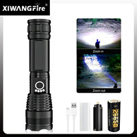 Super Bright Flashlight With Power Display 5 Light Modes Portable Telescopic Zoom Rechargeable Torch IP46 Waterproof For Outdoor